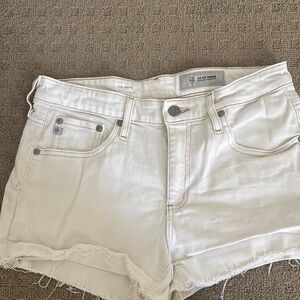 Ag Adriano Goldschmied White Jean Shorts Distressed Frayed Hem
